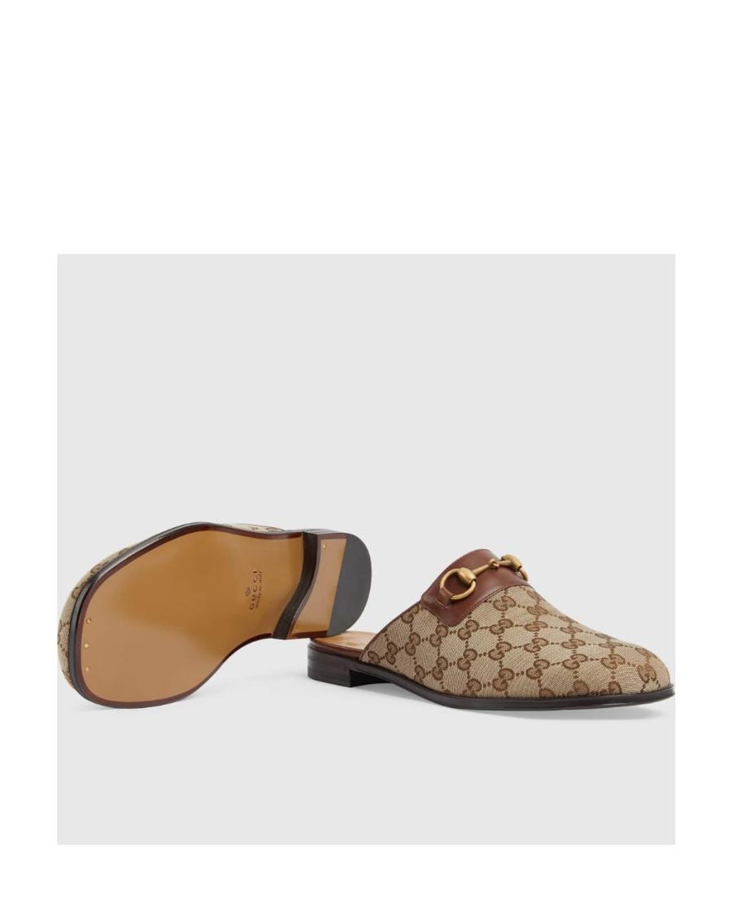 Gucci Brown Monogram Slip-On Slippers for men