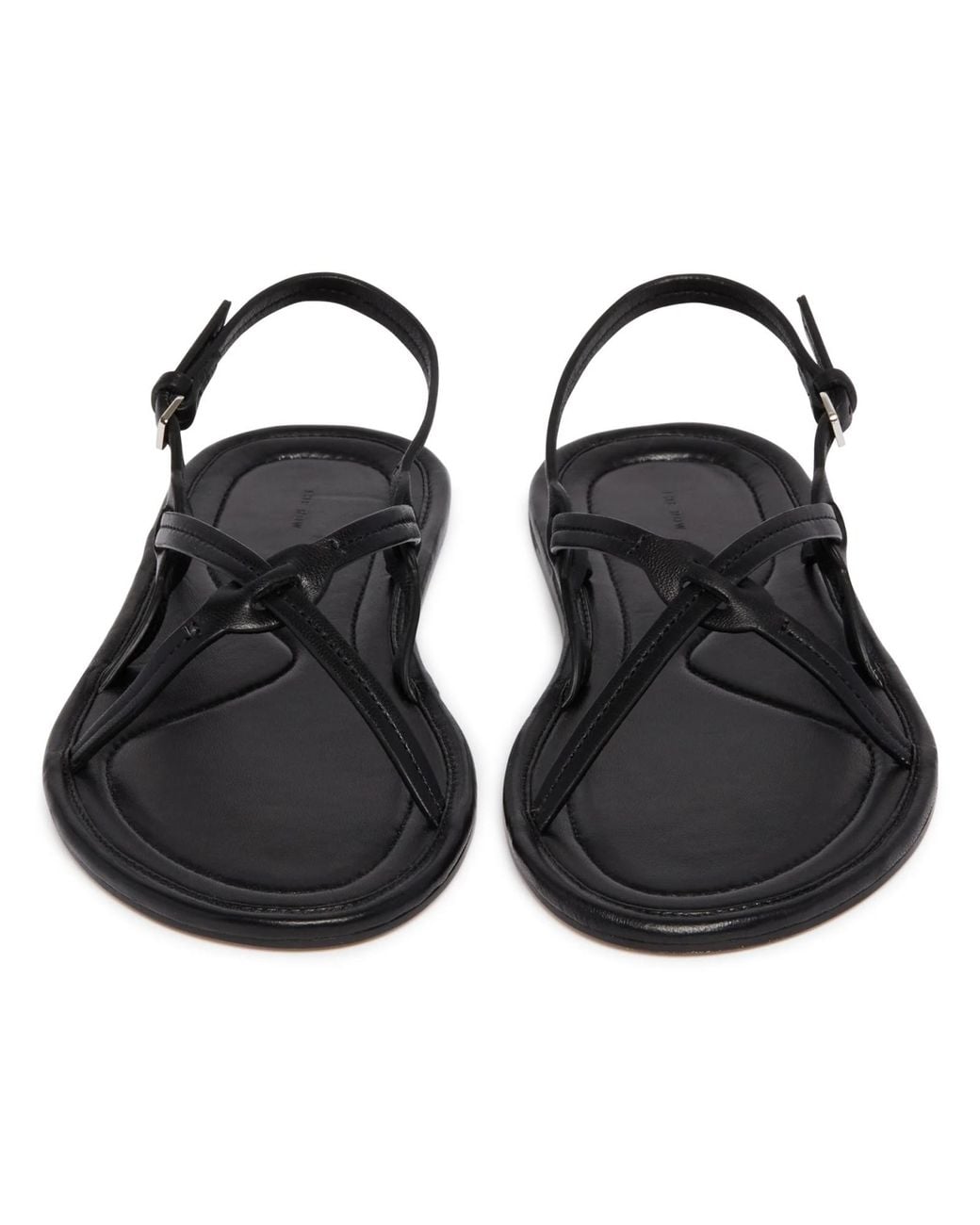 The Row Black Round-Toe Flat Sandals