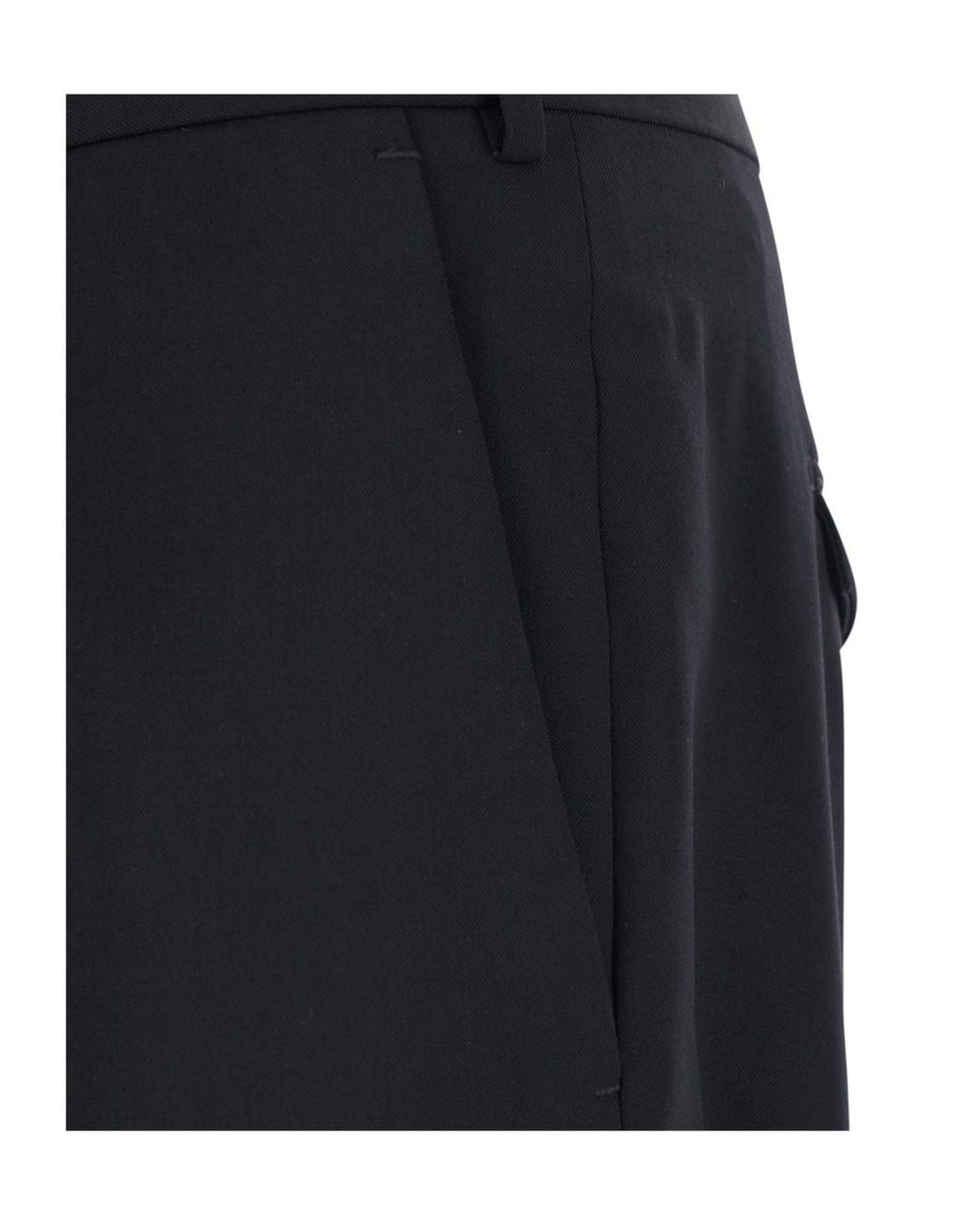 Pt Pantaloni Black Pt Torino Turn-Up Wool Stretch Pants for men