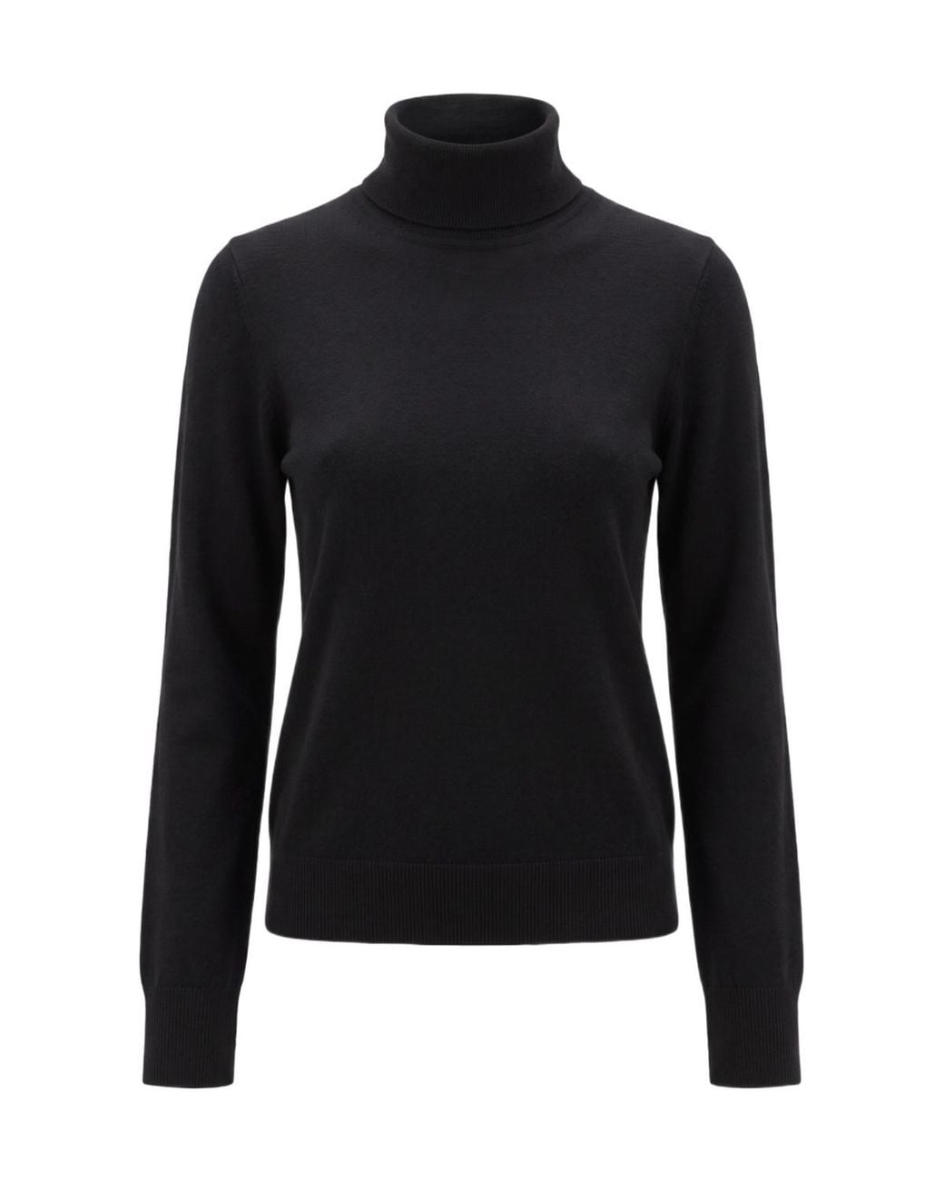Patrizia Pepe Black Logo-Plaque Turtleneck Wool Sweater
