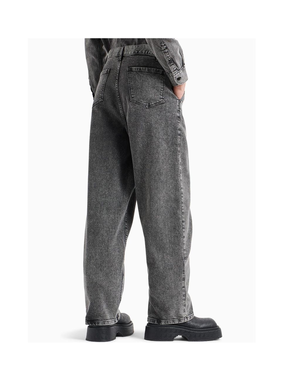 Emporio Armani Gray Pleated Jeans for men