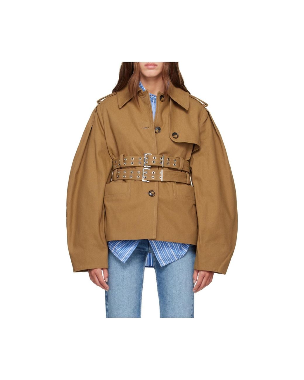 Ganni Brown Ermine Belted Jacket