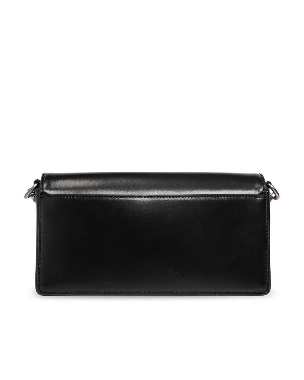 DIESEL Black Logo Lettering Foldover Top Shoulder Bag