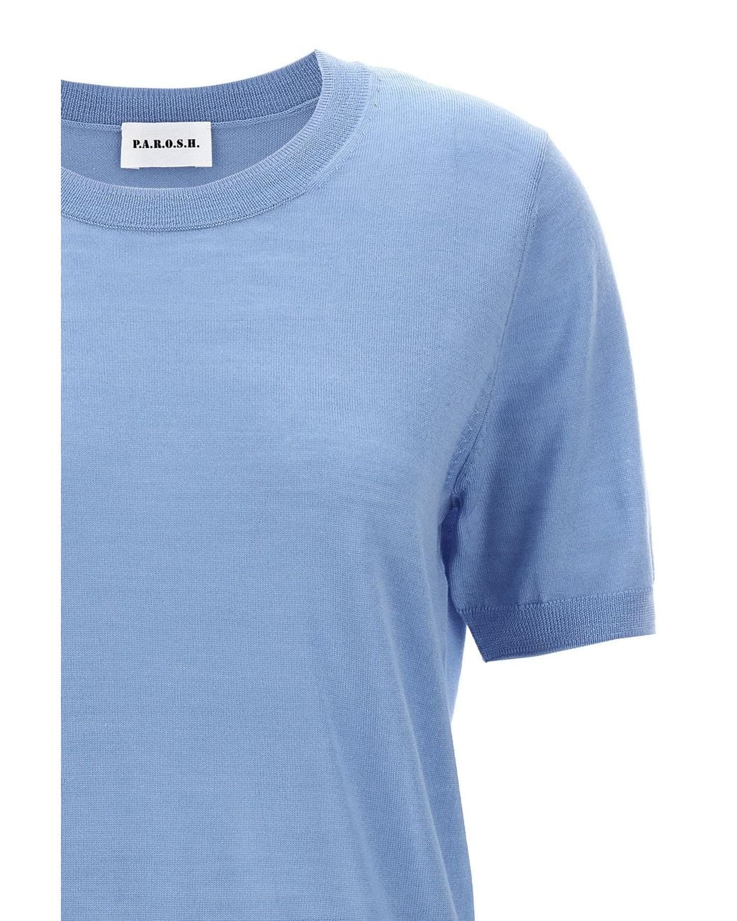 P.A.R.O.S.H. Blue Fine-Knit Short-Sleeve Jumper