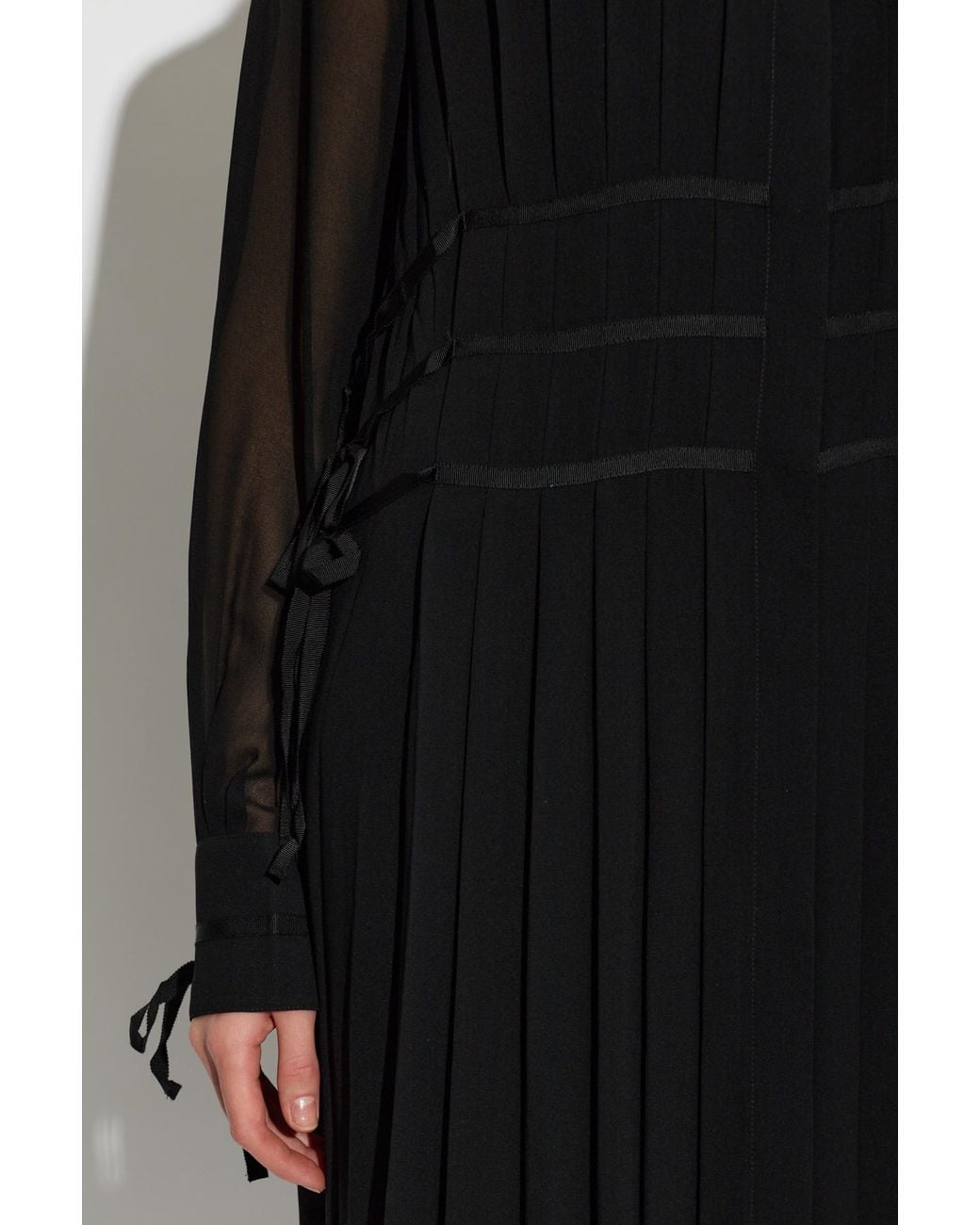 AllSaints Black Kass Pleated Shirt Dress