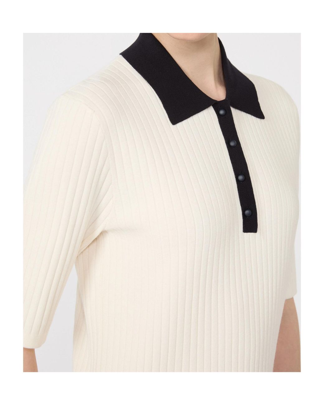 Max Mara White Studio Oscuri Ribbed-Knit Polo Top