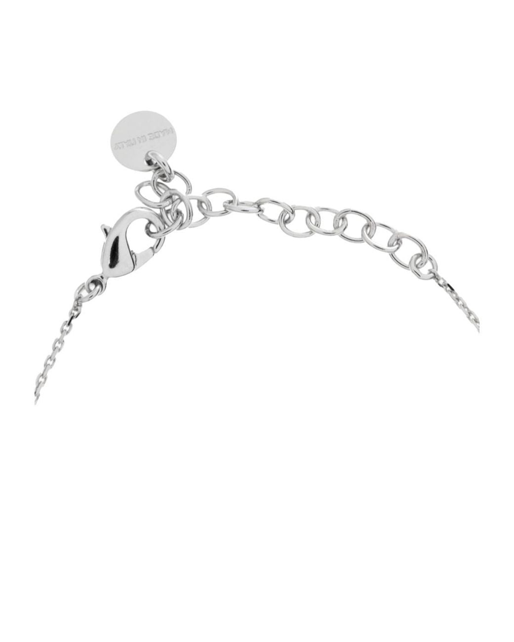 Ferragamo White Ferragamo Embellished Pendant Chained Necklace