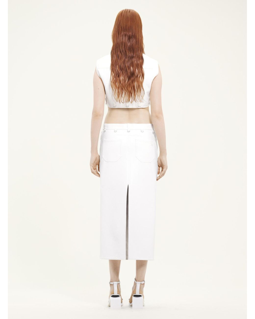 Courreges White Courrèges Button-Up Vinyl Skirt