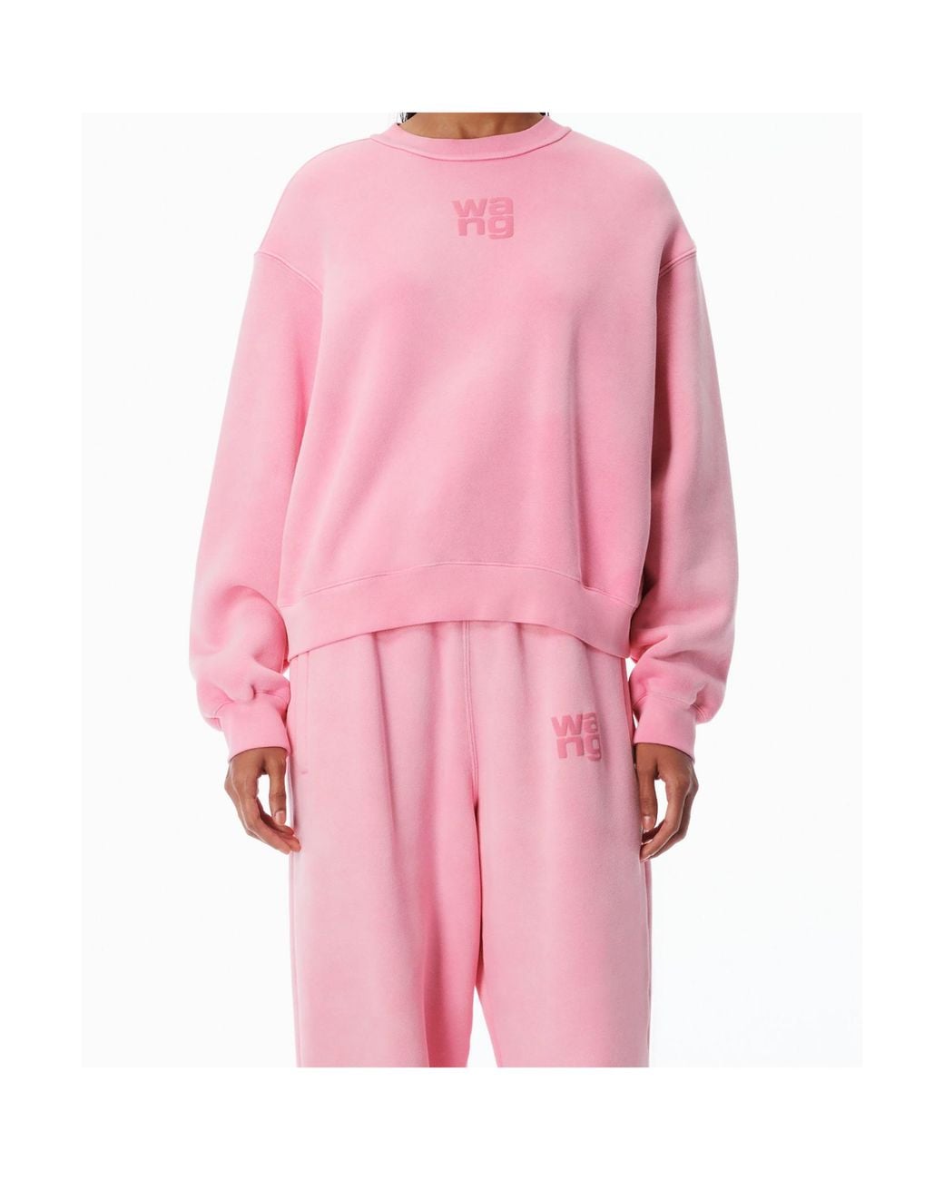 Alexander Wang Pink T By Logo Embossed Crewneck Sweatshirt