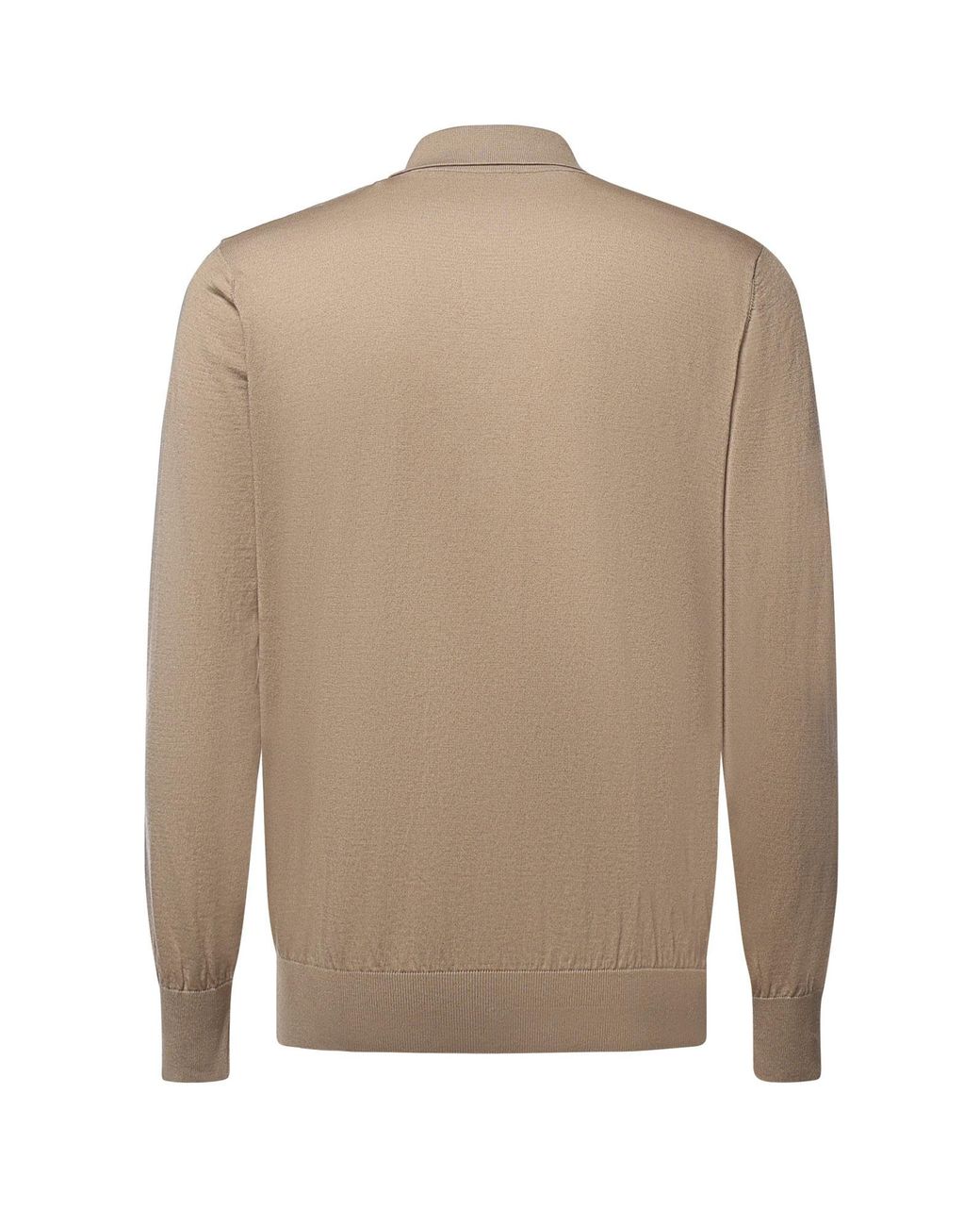 Eleventy Natural Long-Sleeve Knitted Polo Shirt for men