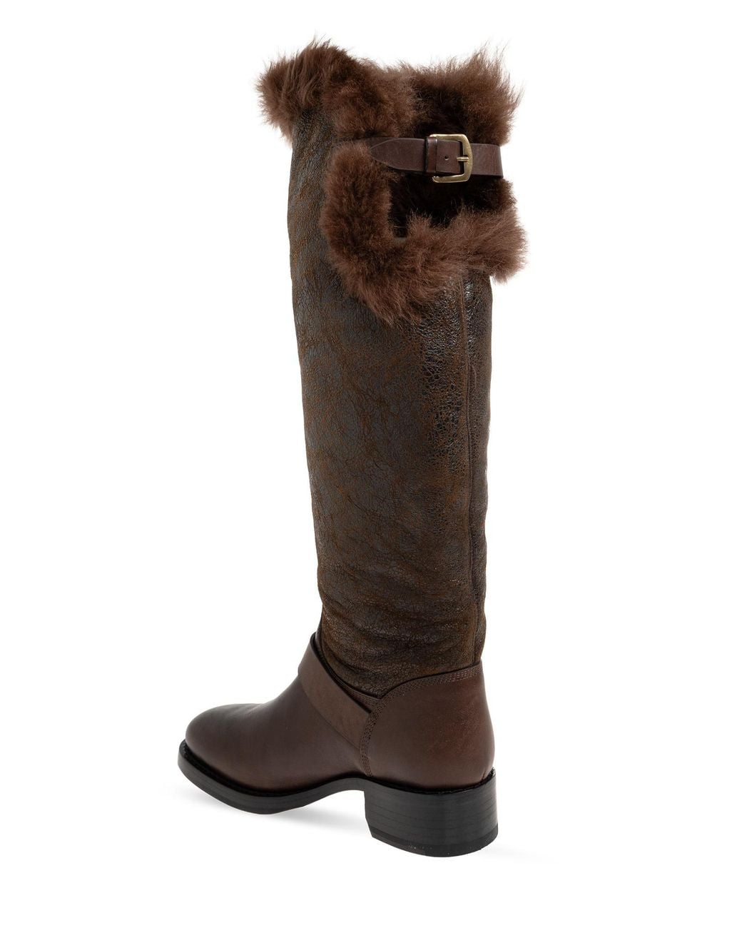 DSquared² Brown Shearling Trim Heeled Boots