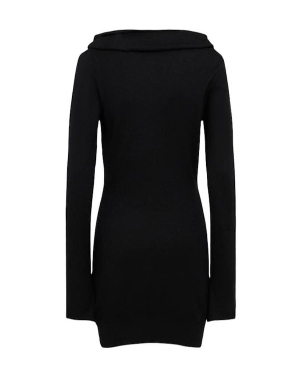 The Attico Black Virgin Wool Blend Buttoned Mini Dress