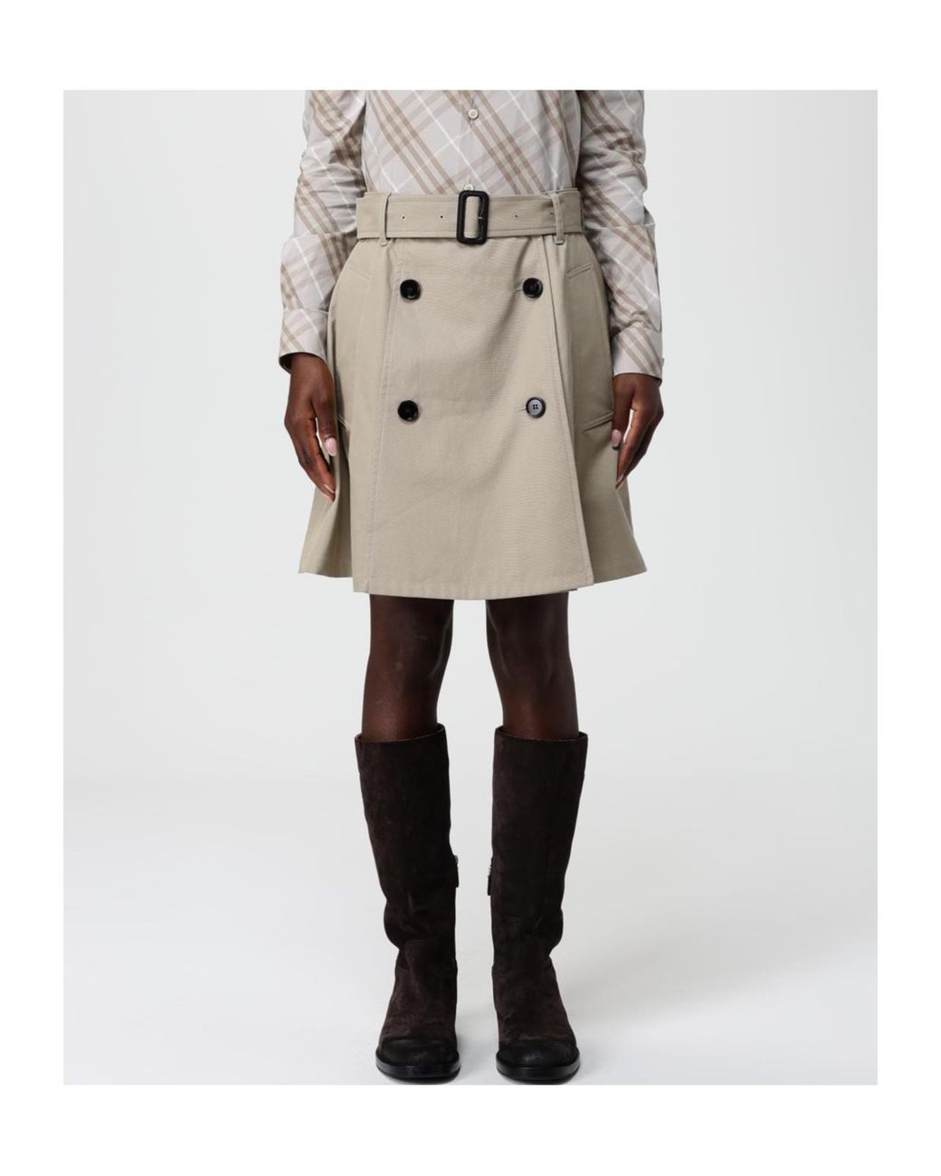 Burberry Natural Gabardine Trench Mini Skirt