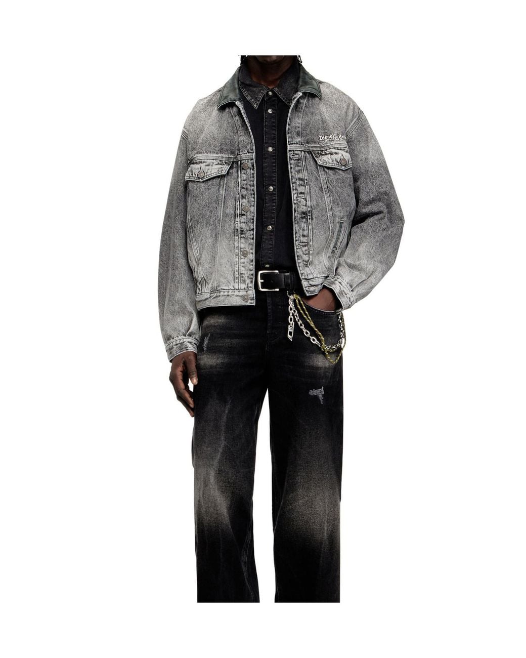 DIESEL Gray D-Denver- Denim Jacket for men
