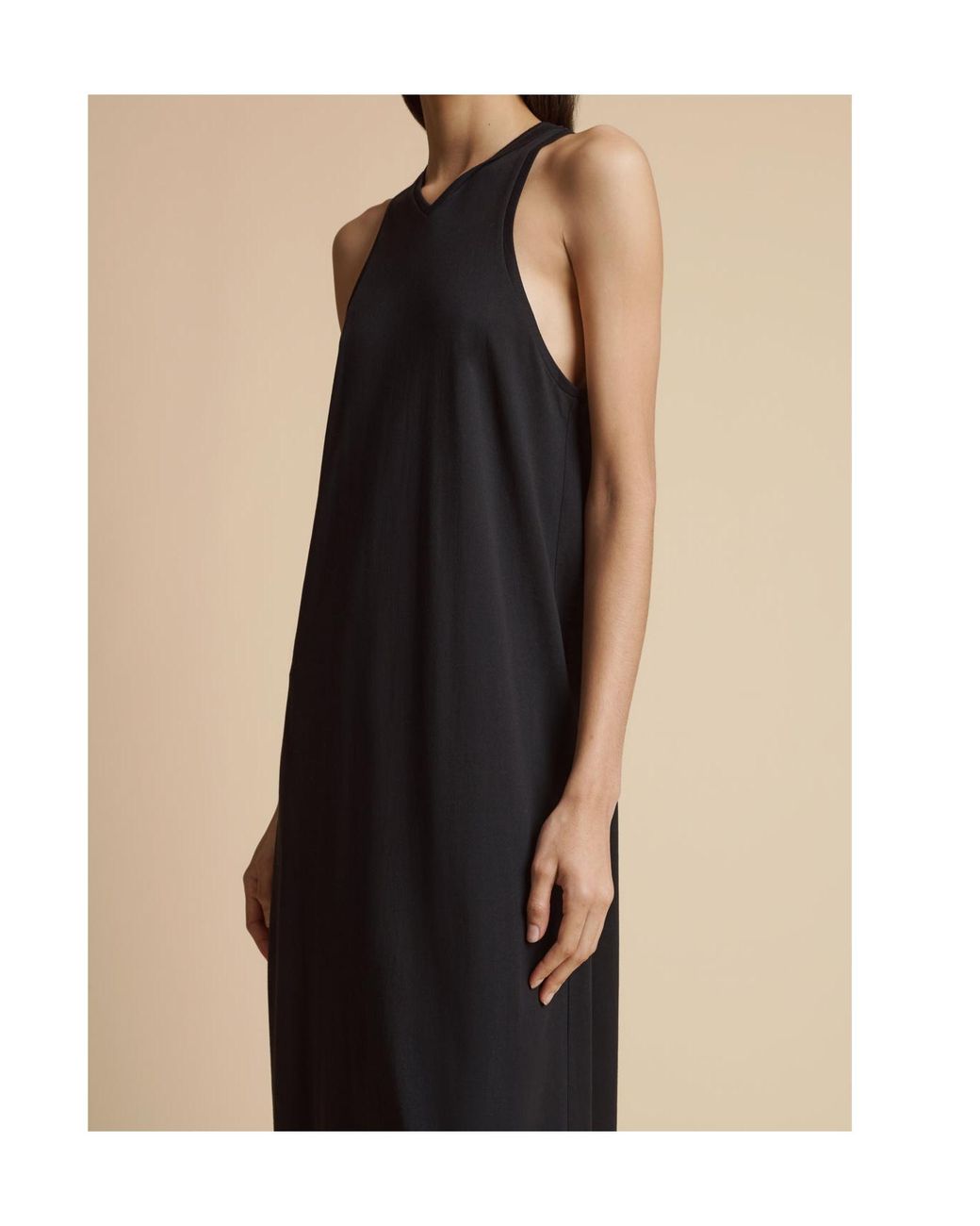 Khaite Black Vernetta V-Neck Sleeveless Maxi Dress