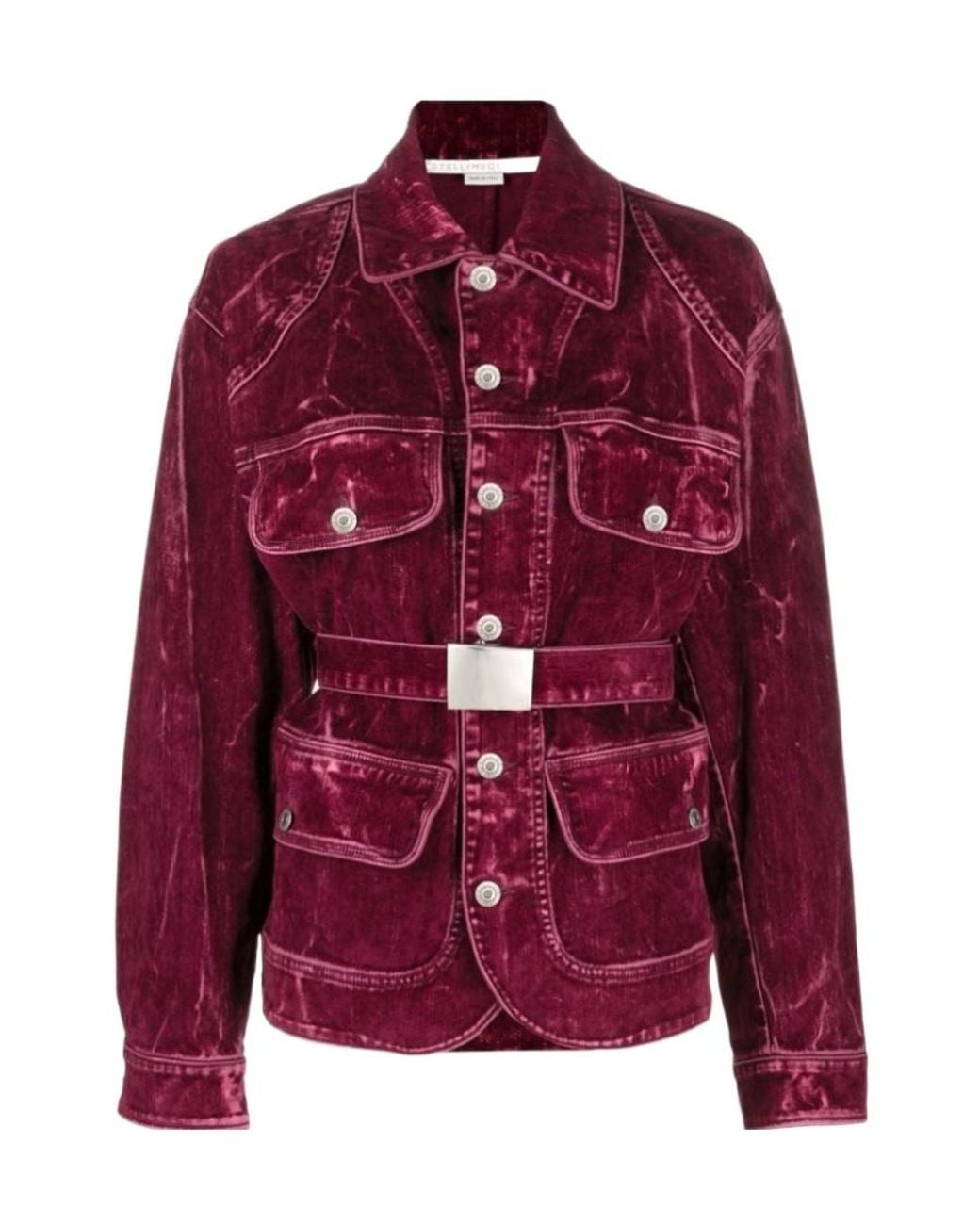 Stella McCartney Red Flocked Velvet Belted Jacket