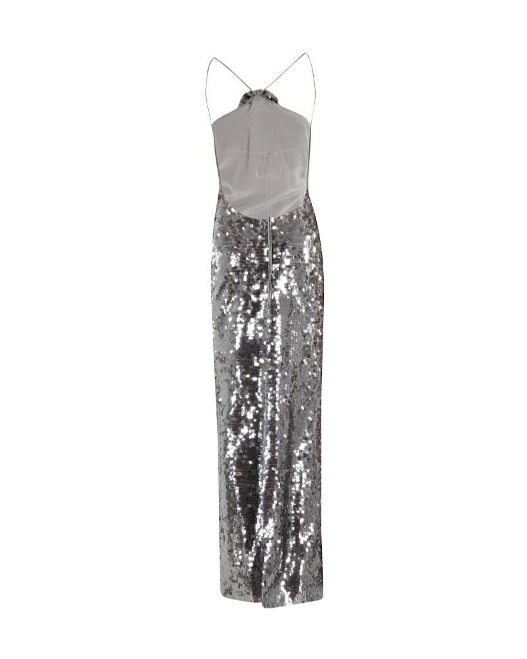 Magda Butrym White Sequin Halter Dress