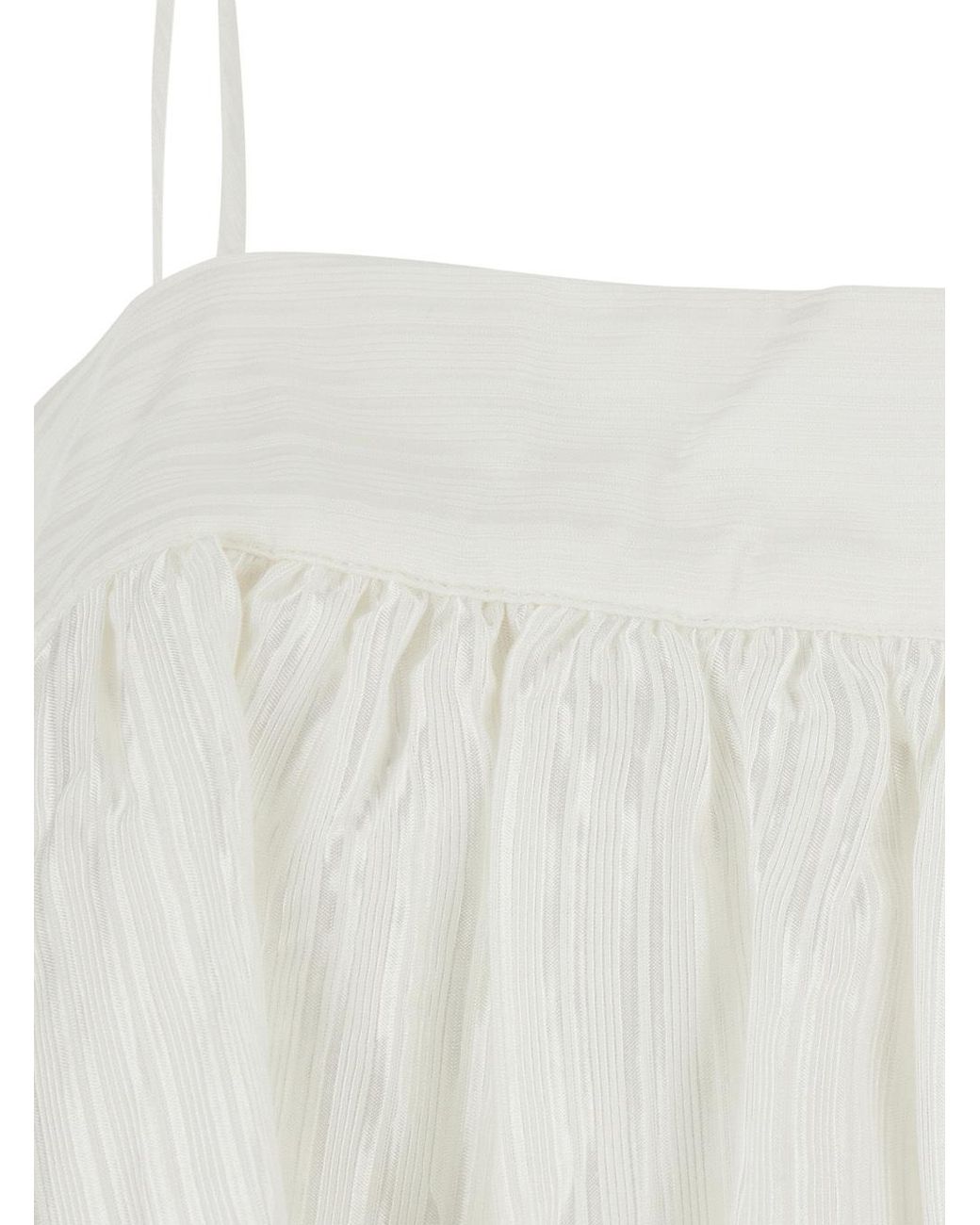 ROTATE BIRGER CHRISTENSEN White Striped Pleated A-Line Top