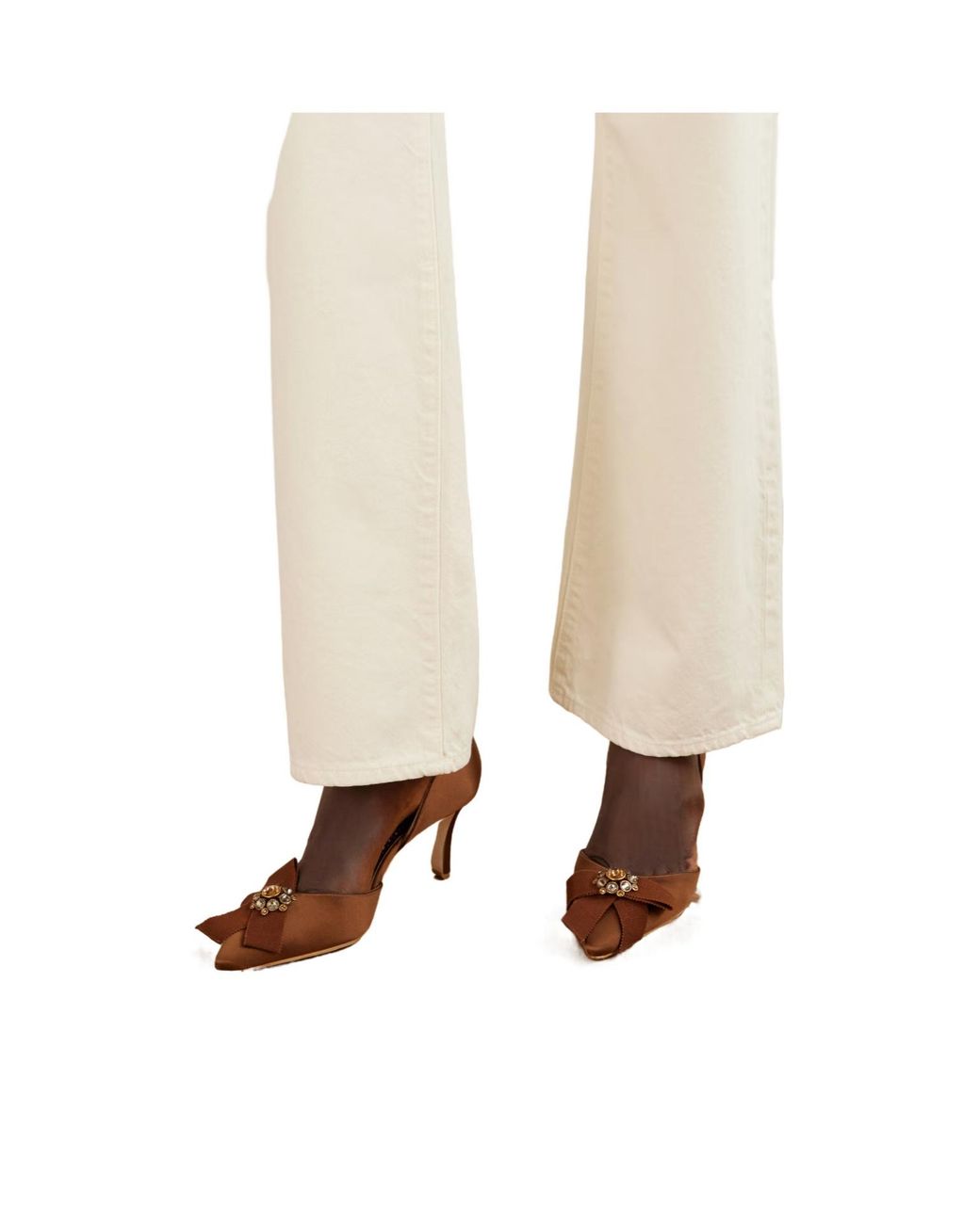 Manolo Blahnik Brown Embellished Satin Pumps