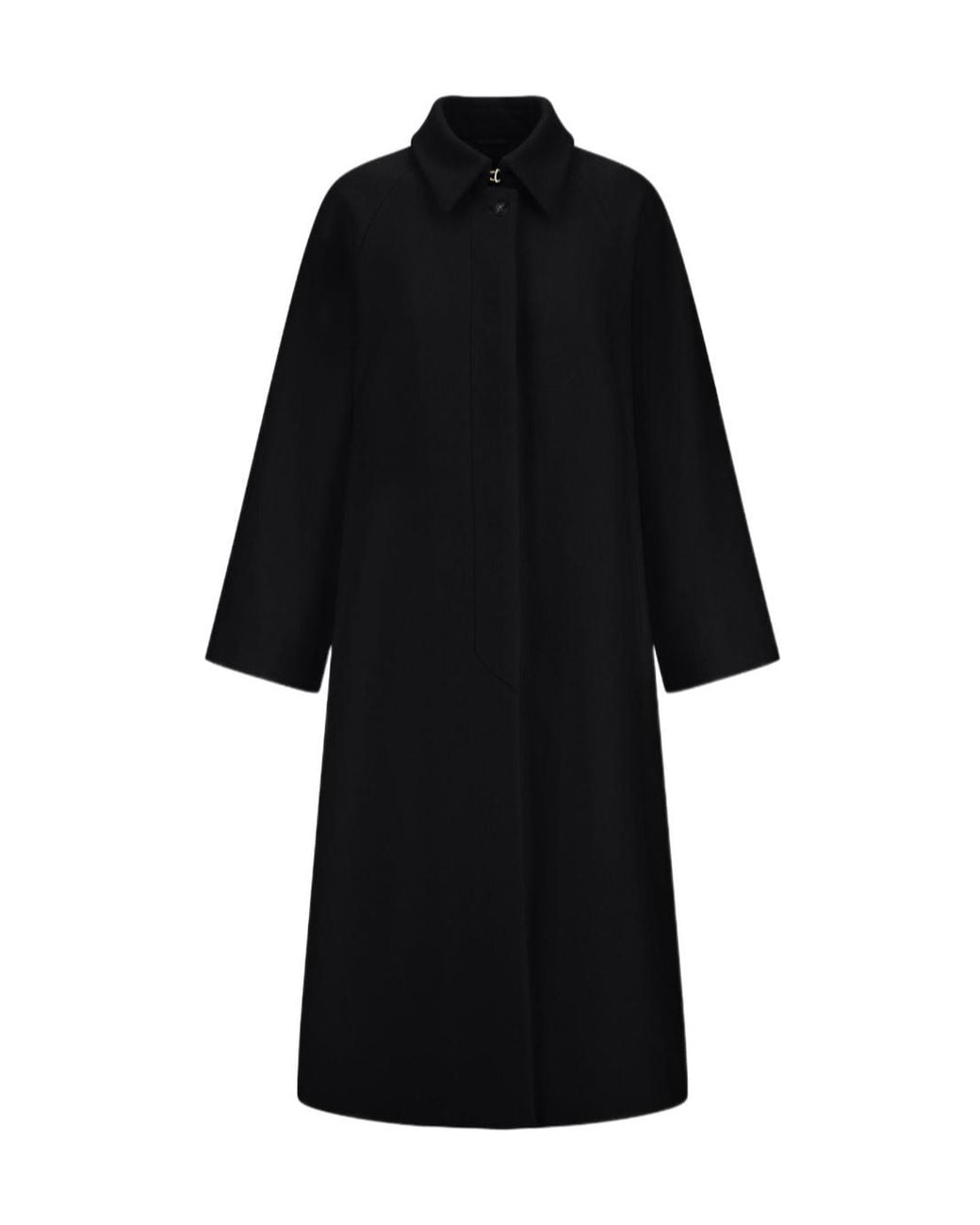 Herno Black Single-Breasted Wool Cloth Coat