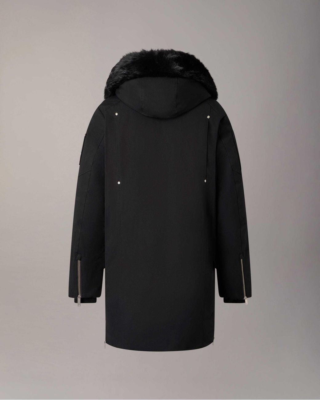 Moose Knuckles Black Stirling Hooded Parka Coat for men
