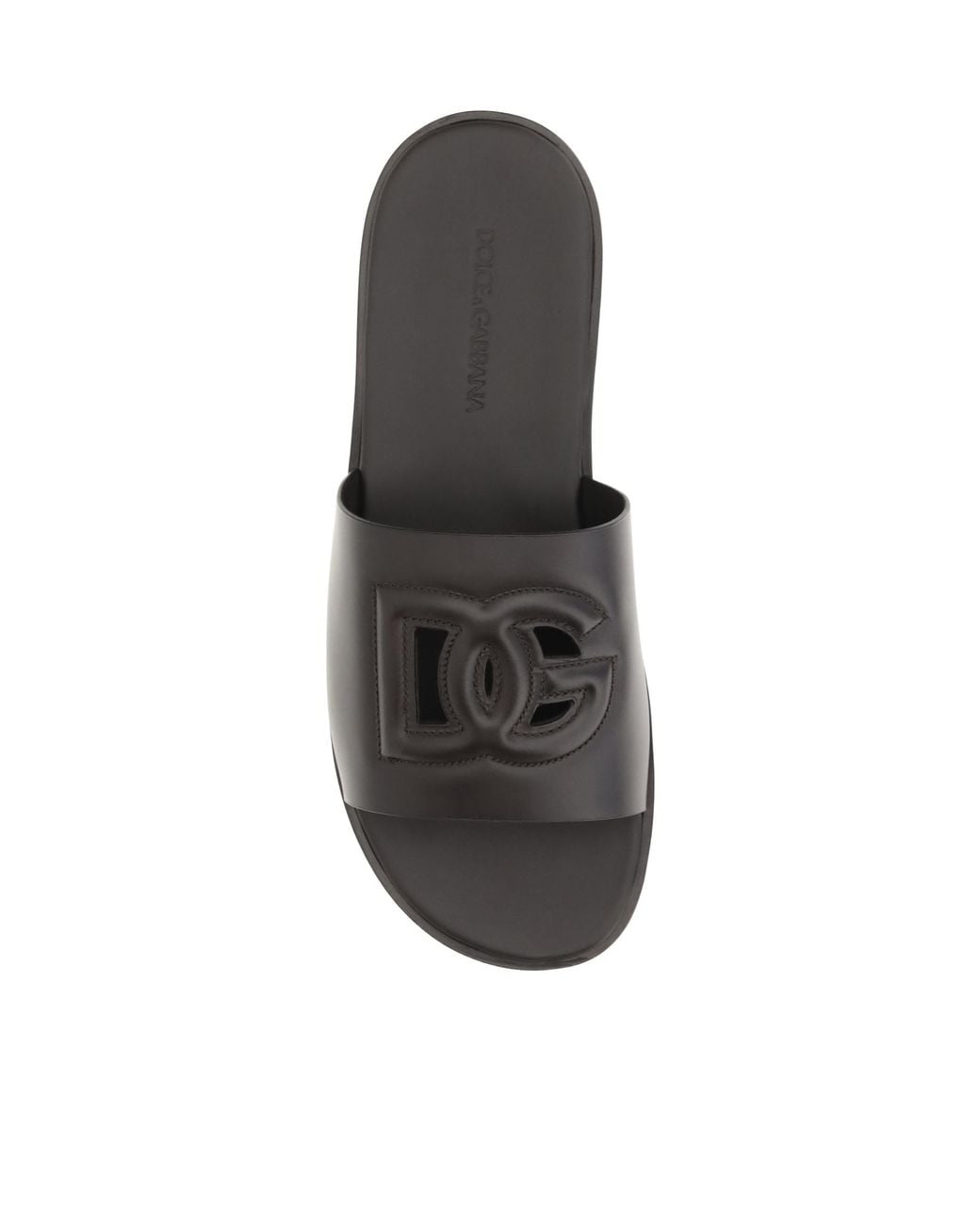 Dolce & Gabbana Brown Logo Embossed Slides for men