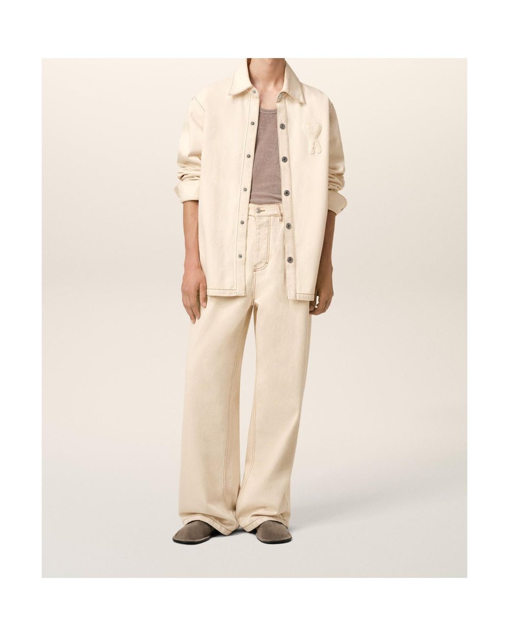 AMI Natural Lapel Long Sleeve Shirt for men