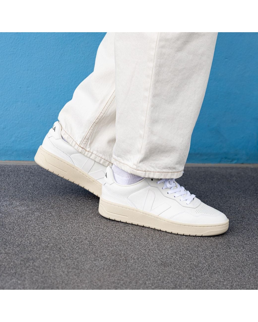 Veja White V-90 Lace-Up Sneakers for men