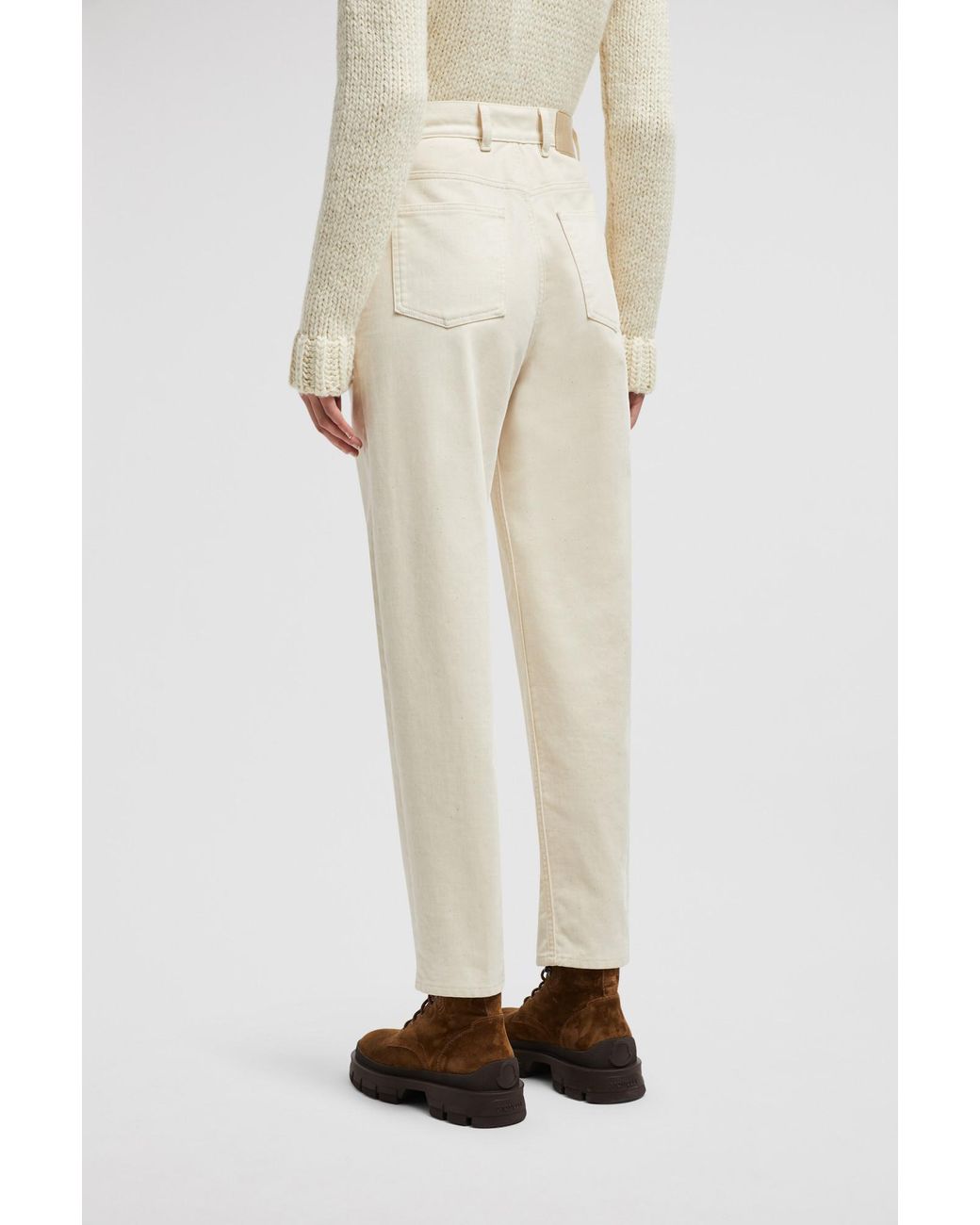 Moncler White Cropped Tapered Leg Jeans