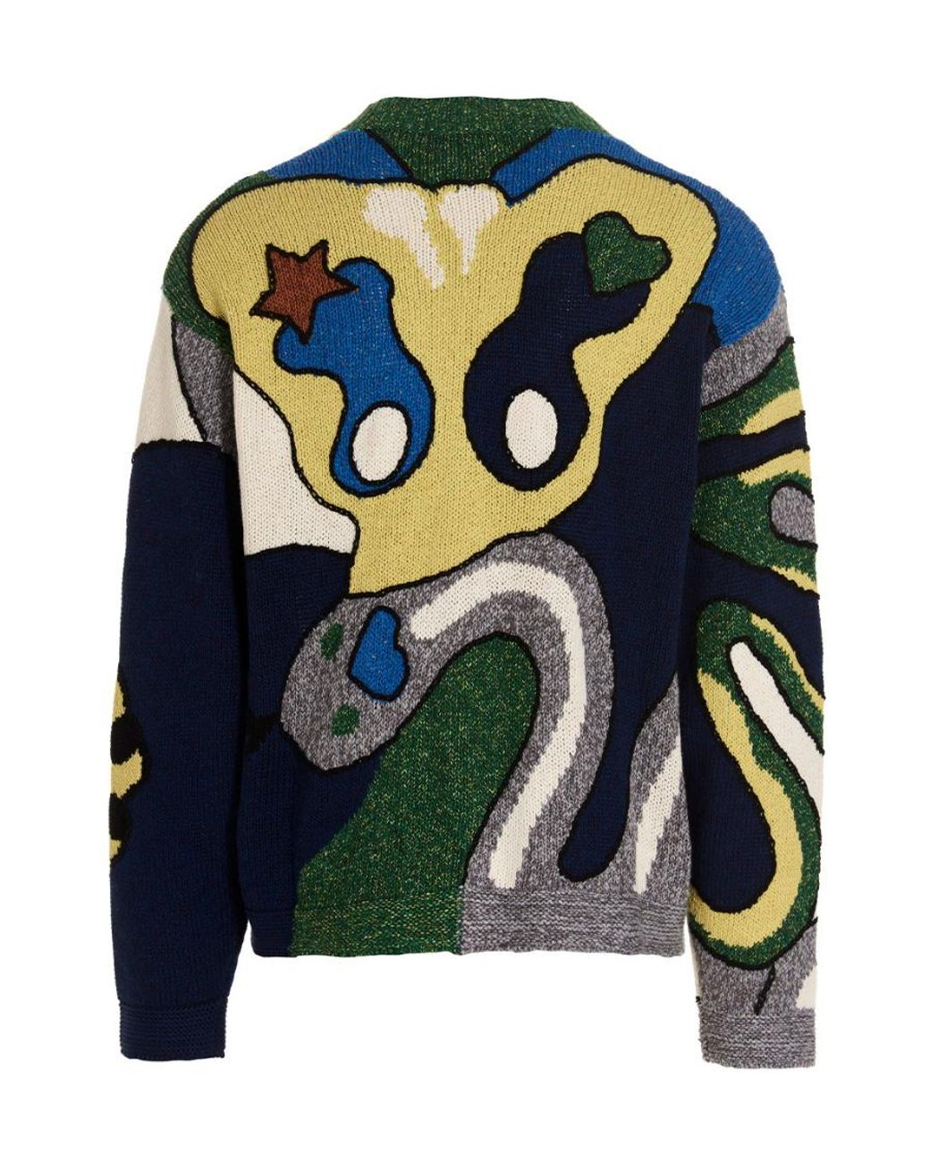 KENZO Green Graphic-Print Knit Cardigan for men