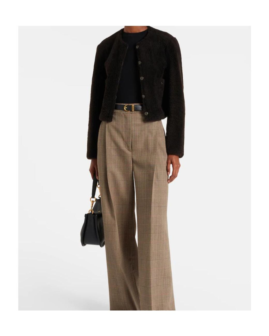Dorothee Schumacher Black Crew Neck Long Sleeve Leather Jacket