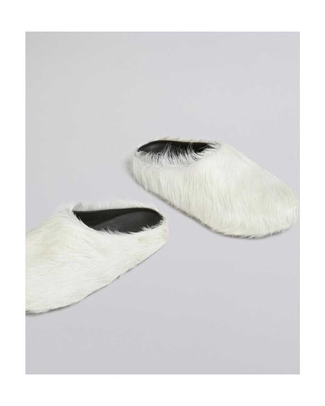 Marni White Round Toe Slip-On Slippers for men