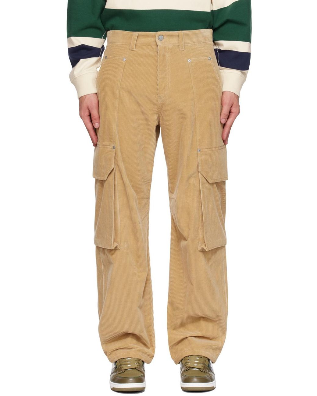 Palm Angels Natural Carrot Fit Corduroy Cargo Pants for men