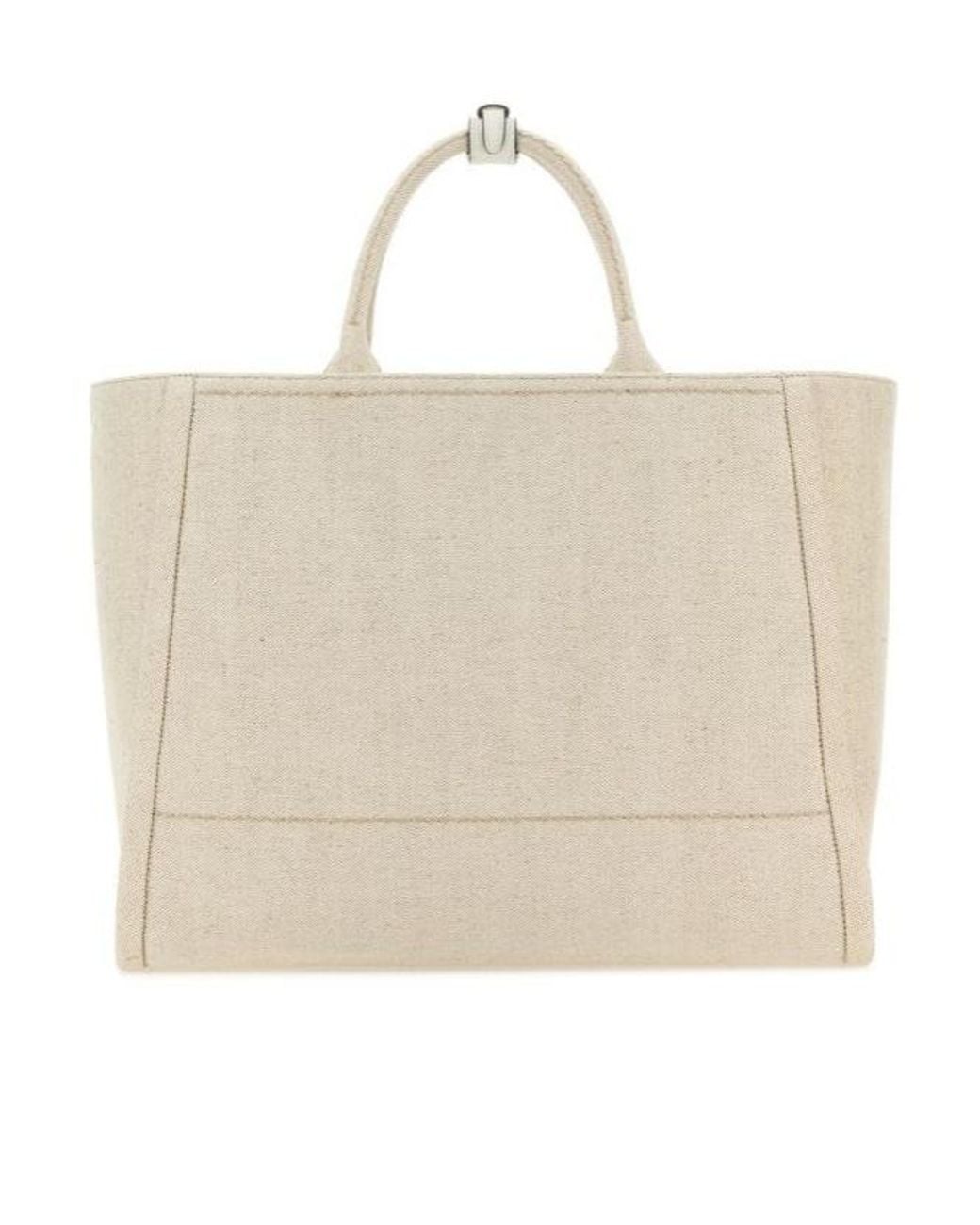 Prada Natural Logo-Appliqué Large Top Handle Bag