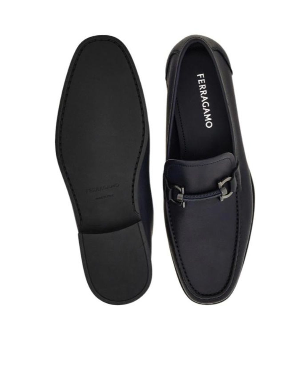 Ferragamo Black Gancini Ornament Loafer for men