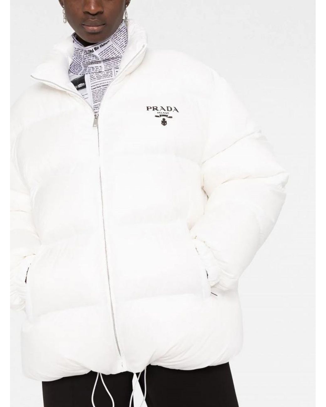 Prada White Re-Nylon Hooded Down Jacket