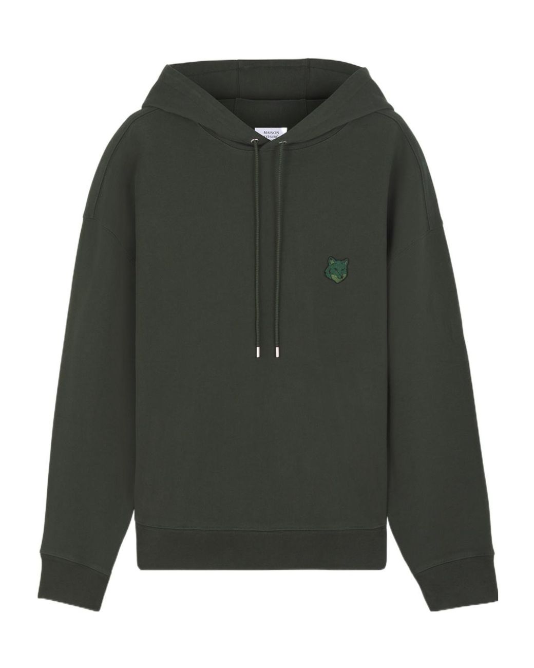 Maison Kitsuné Green Maison Kitsuné Bold Fox Head Patch Drawstring Hoodie for men