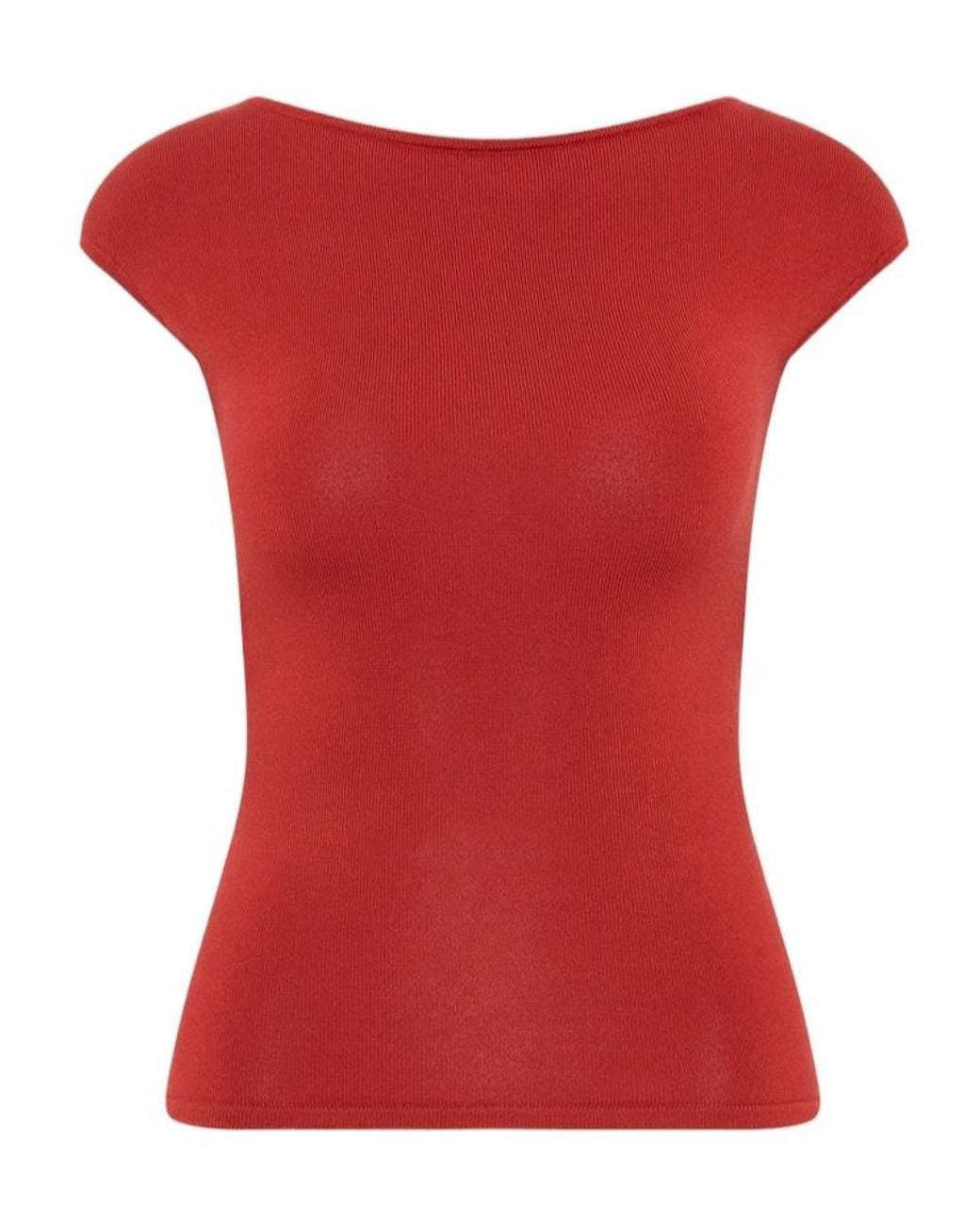 St. Agni Red Backless Knit Top