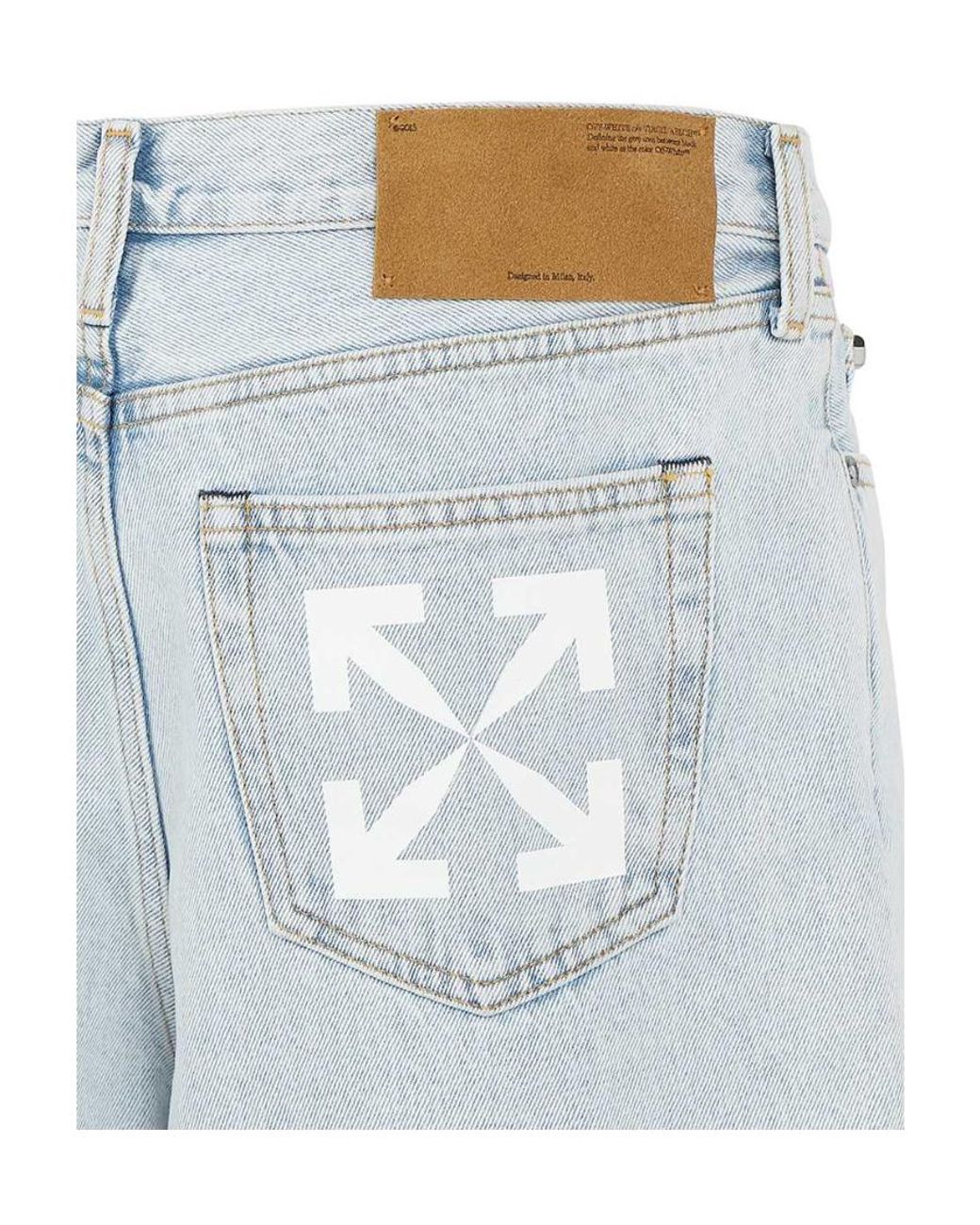 Off-White c/o Virgil Abloh Blue Logo Patch Denim Shorts for men