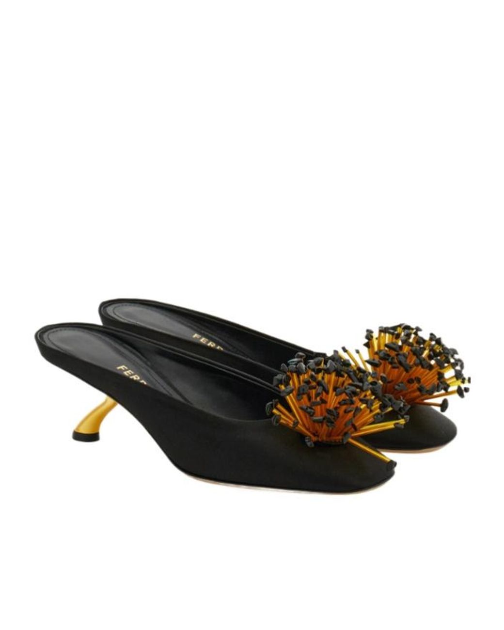 Ferragamo Black Ferragamo Safi Embellished Heel Mules
