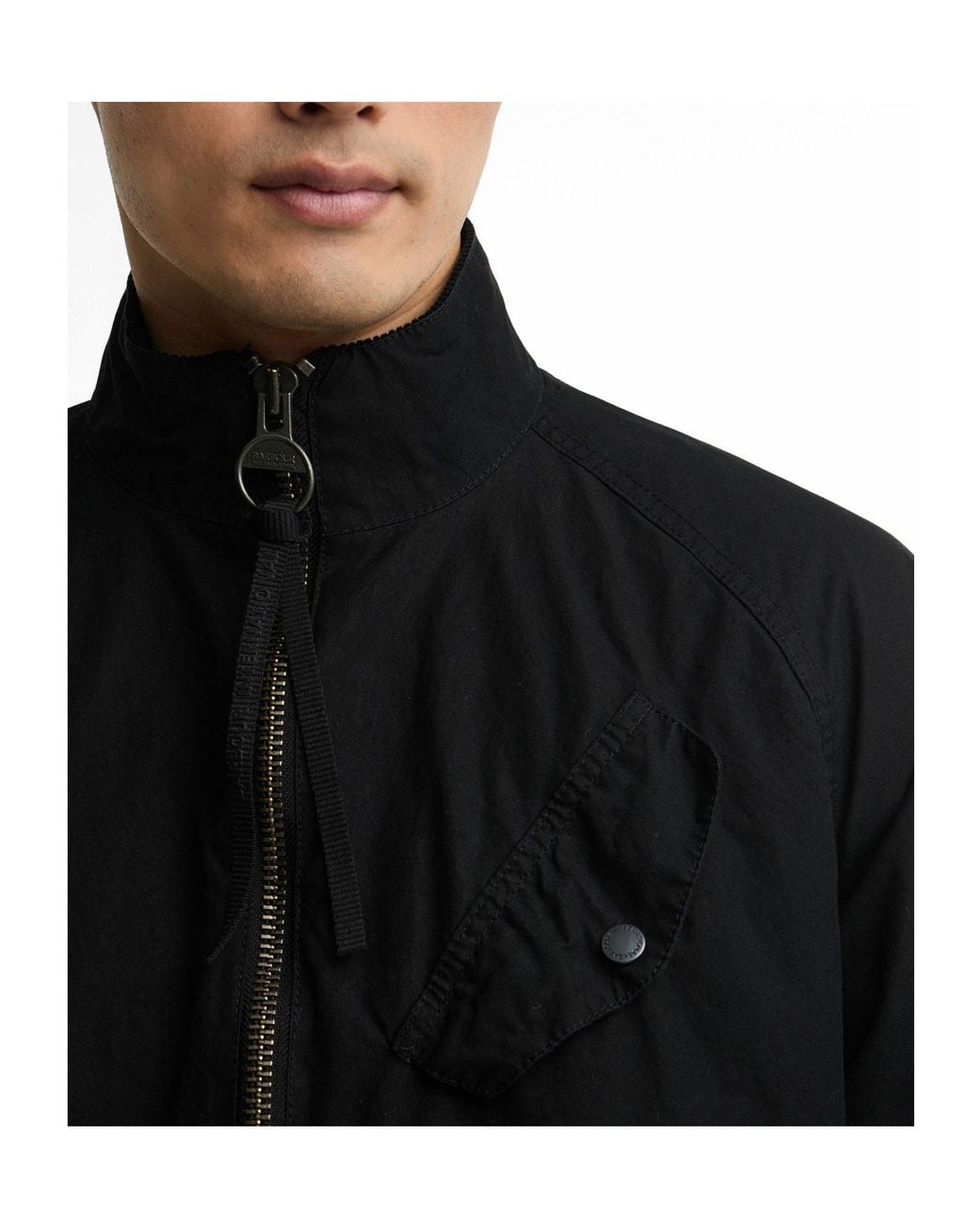 Barbour Black Stand-Collar Short Jacket for men