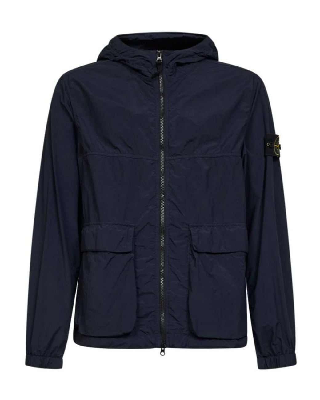 Stone Island Blue Logo Patch Zip-Up Jacket for men