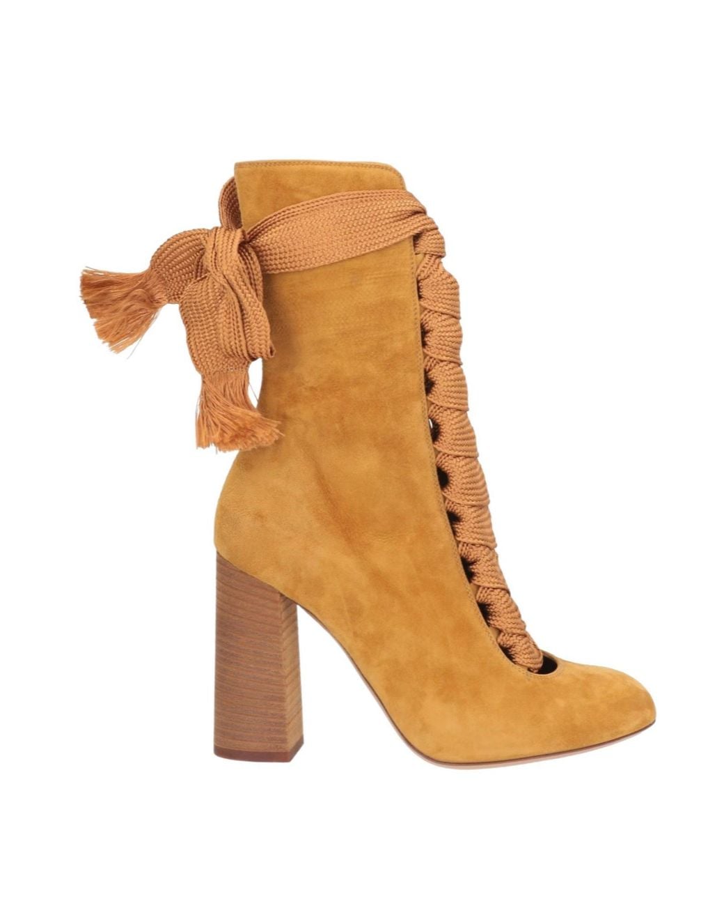 Chloé Brown Minimalist Lace-Up Ankle Boots