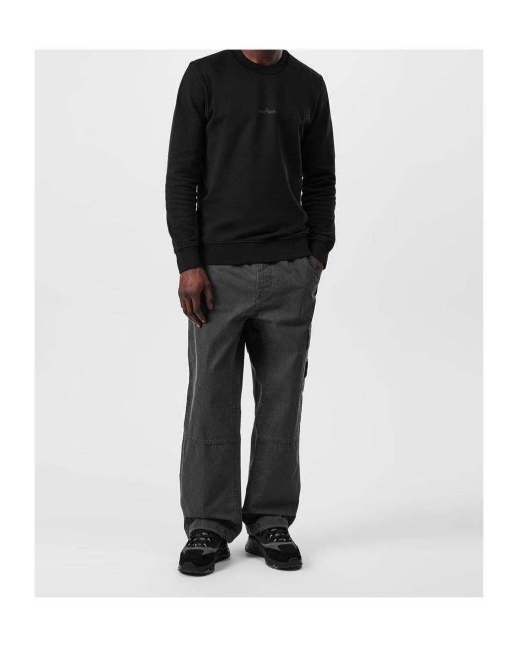 Stone Island Black Dial Logo Sweatshirt for men