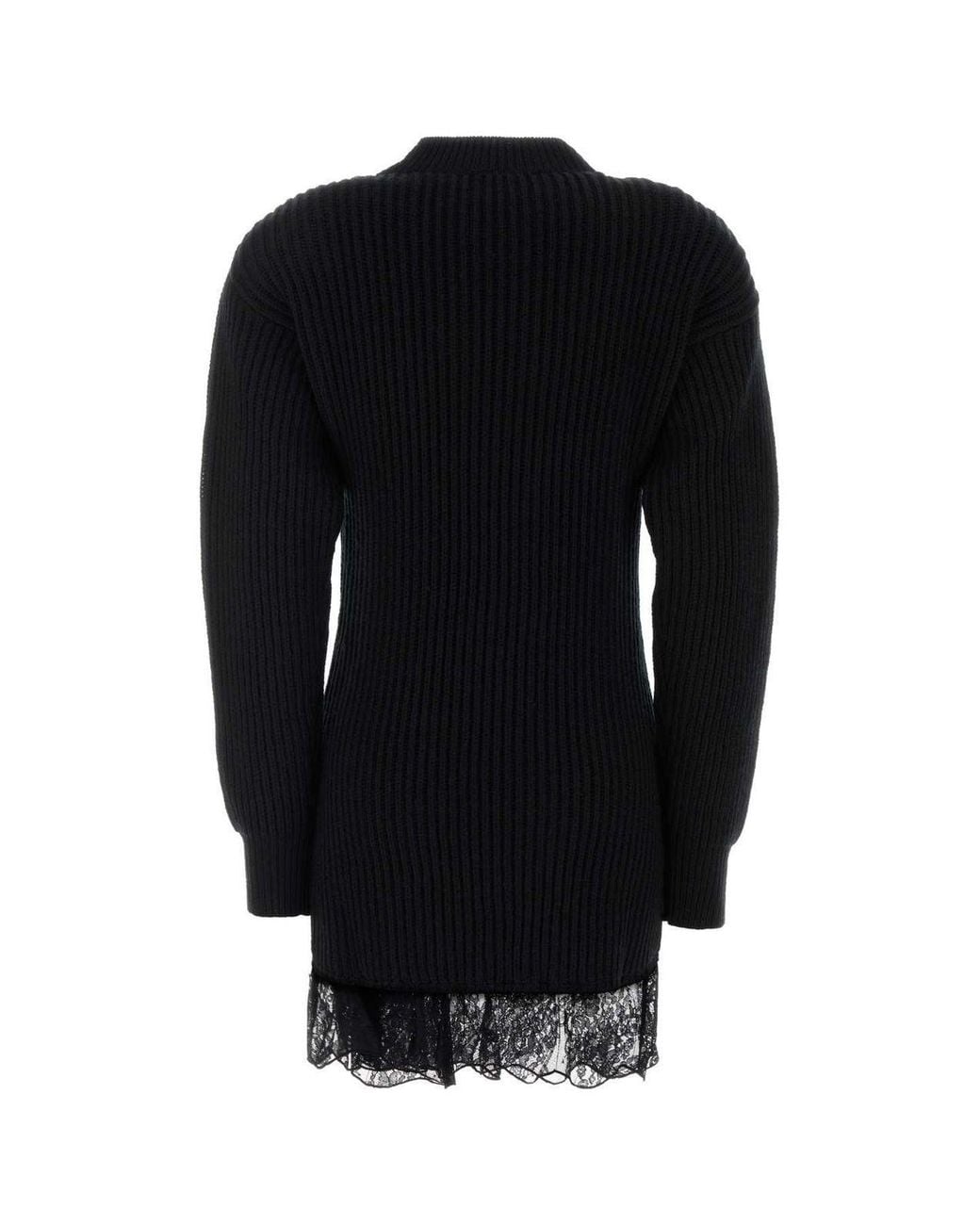 GIUSEPPE DI MORABITO Black Zip Lace Knitted Dress