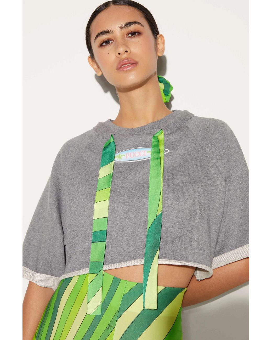 Emilio Pucci Multicolor Pucci Melange-Effect Drawstring Top