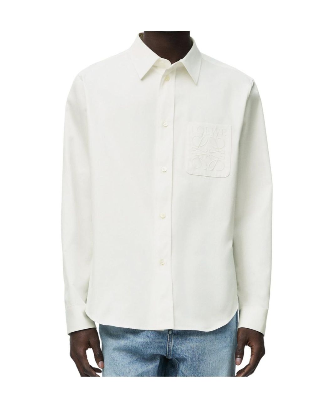 Loewe White Buttoned Long-Sleeved Shirt for men