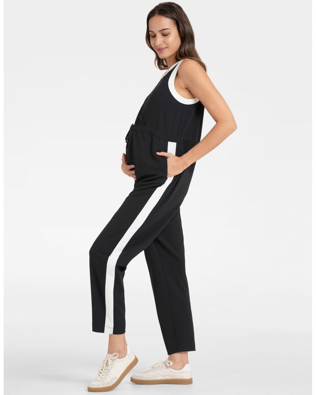 Wide Leg Cropped Maternity & Nursing Jumpsuit