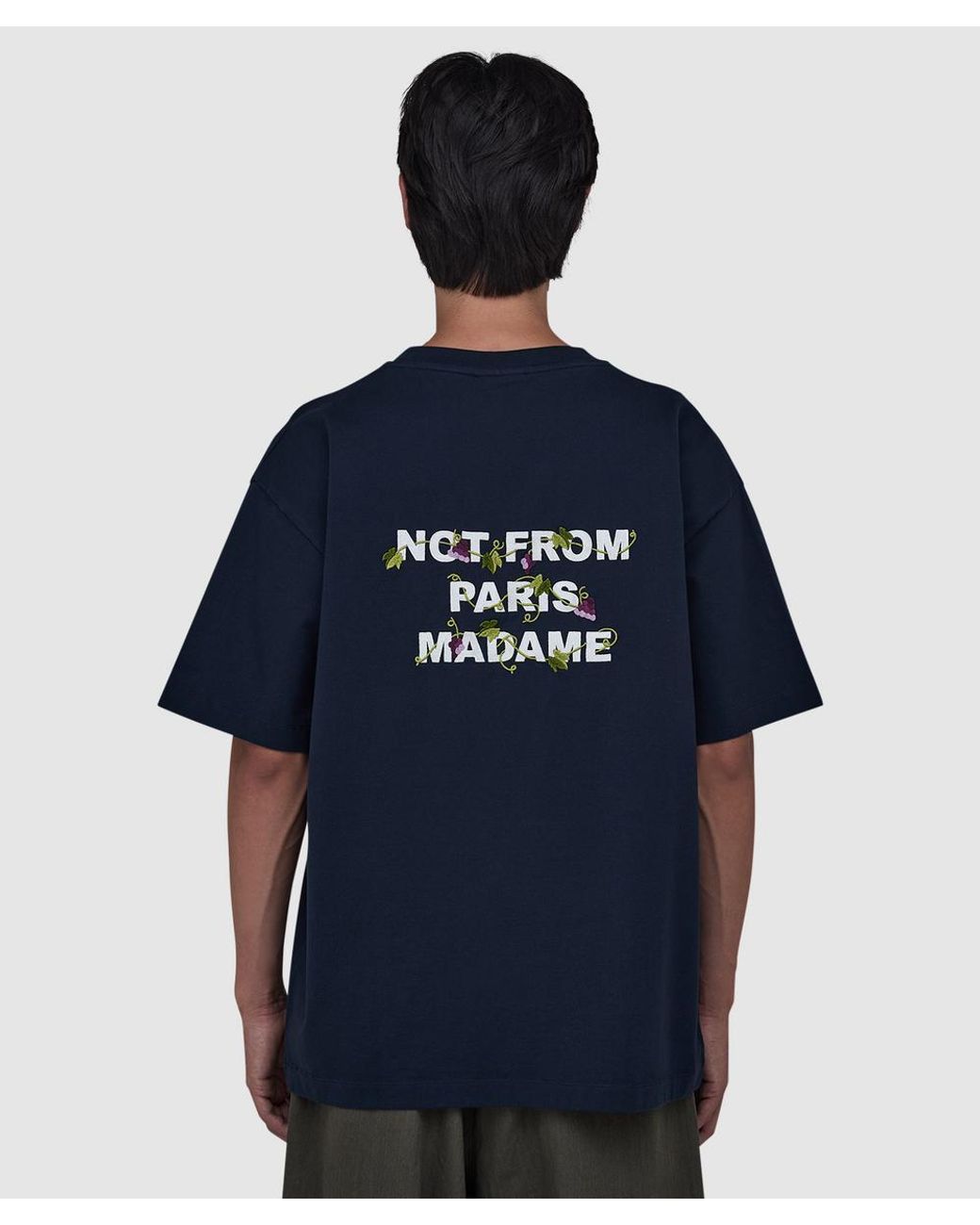 Drole de Monsieur Blue Vine Embroidred Slogan T-Shirt for men