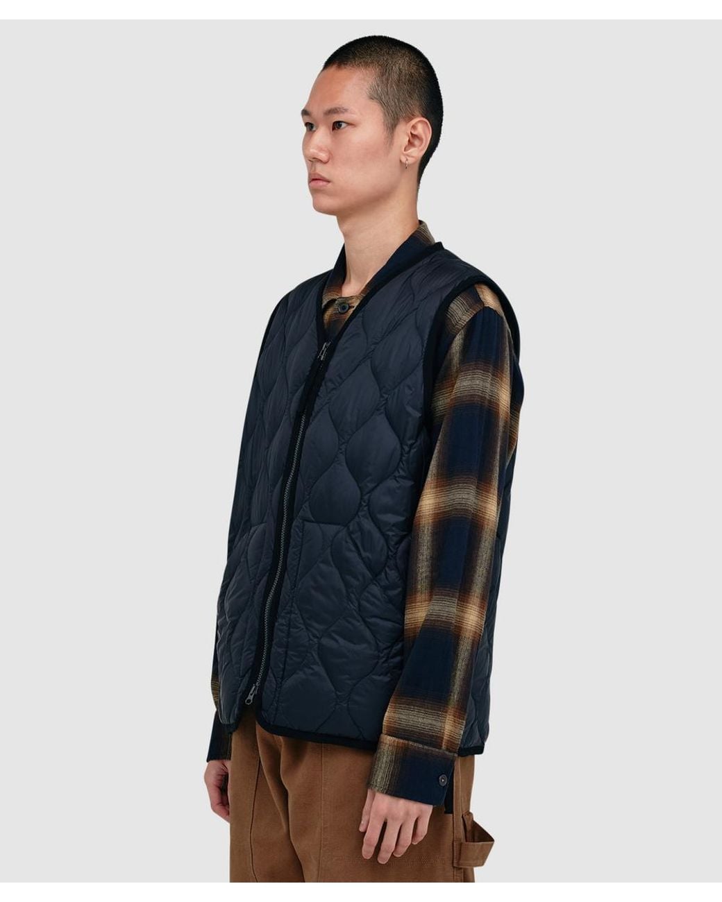 Taion Blue Military V-Neck Down Soft Shell Vest for men